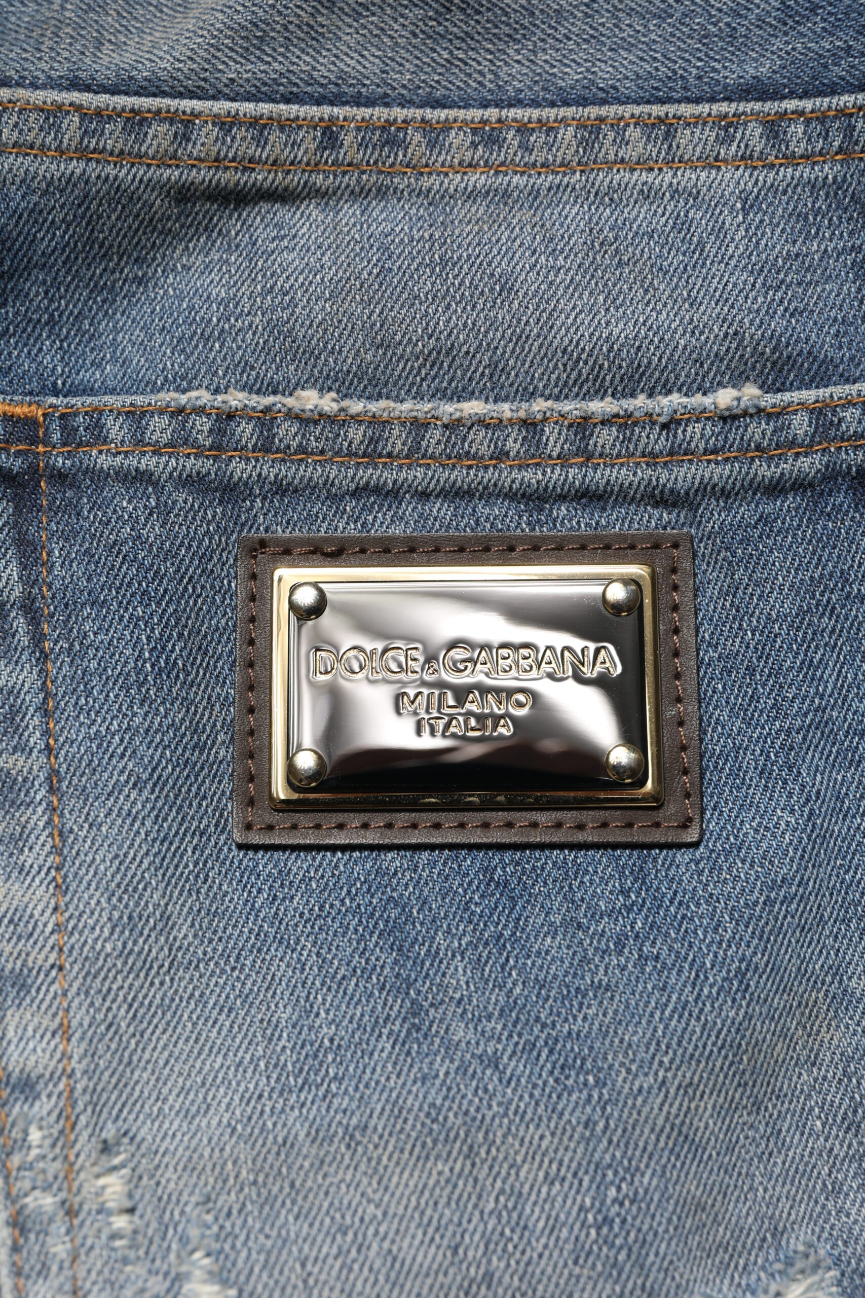 Dolce & Gabbana Blaue Zerrissene Herren-Denim-Jeans aus Baumwolle