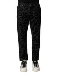 Dolce & Gabbana Graue Baumwoll-DG-Logo-Gerade-Herren-Denim-Jeans