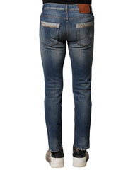 Dolce & Gabbana Blauwe Gewassen Katoenen Slim Fit Heren Spijkerbroek