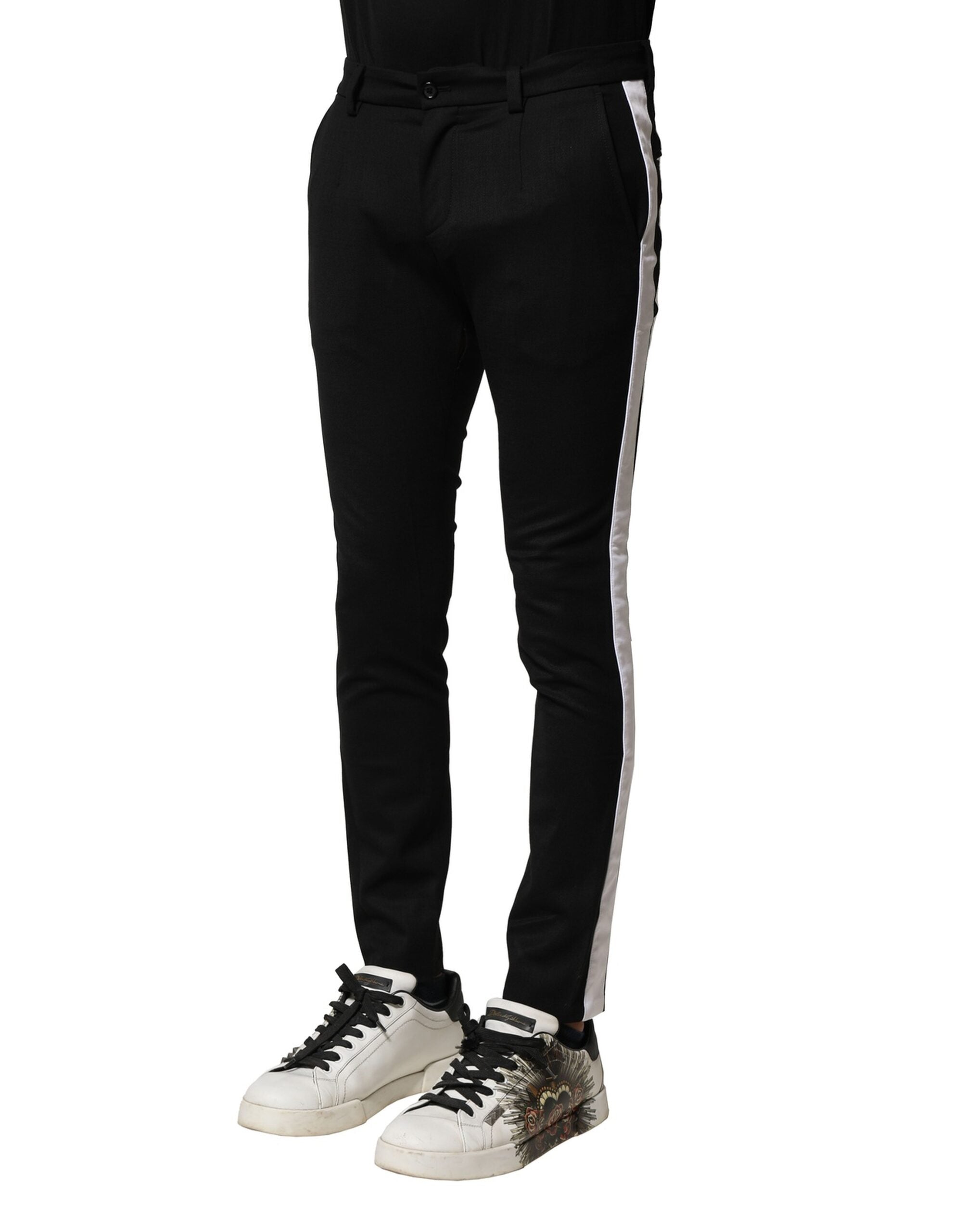 Dolce & Gabbana Zwarte Wollen Heren Skinny Mid-Waist Broek
