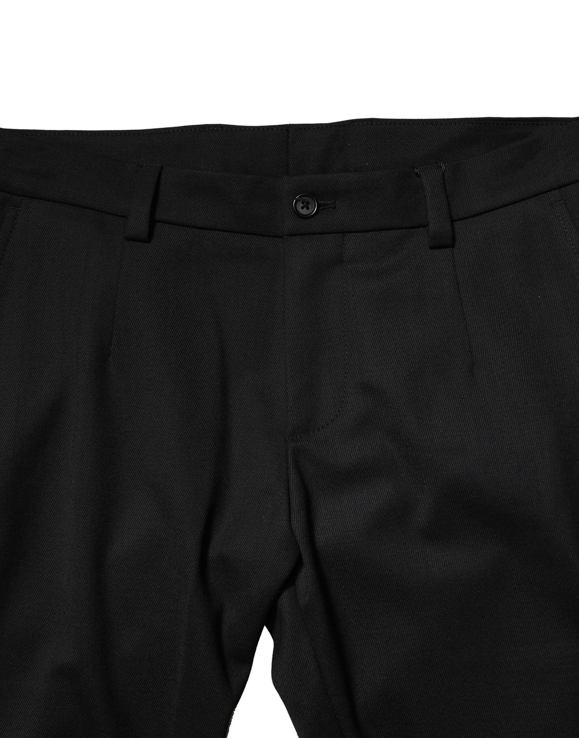 Dolce & Gabbana Zwarte Wollen Heren Skinny Mid-Waist Broek