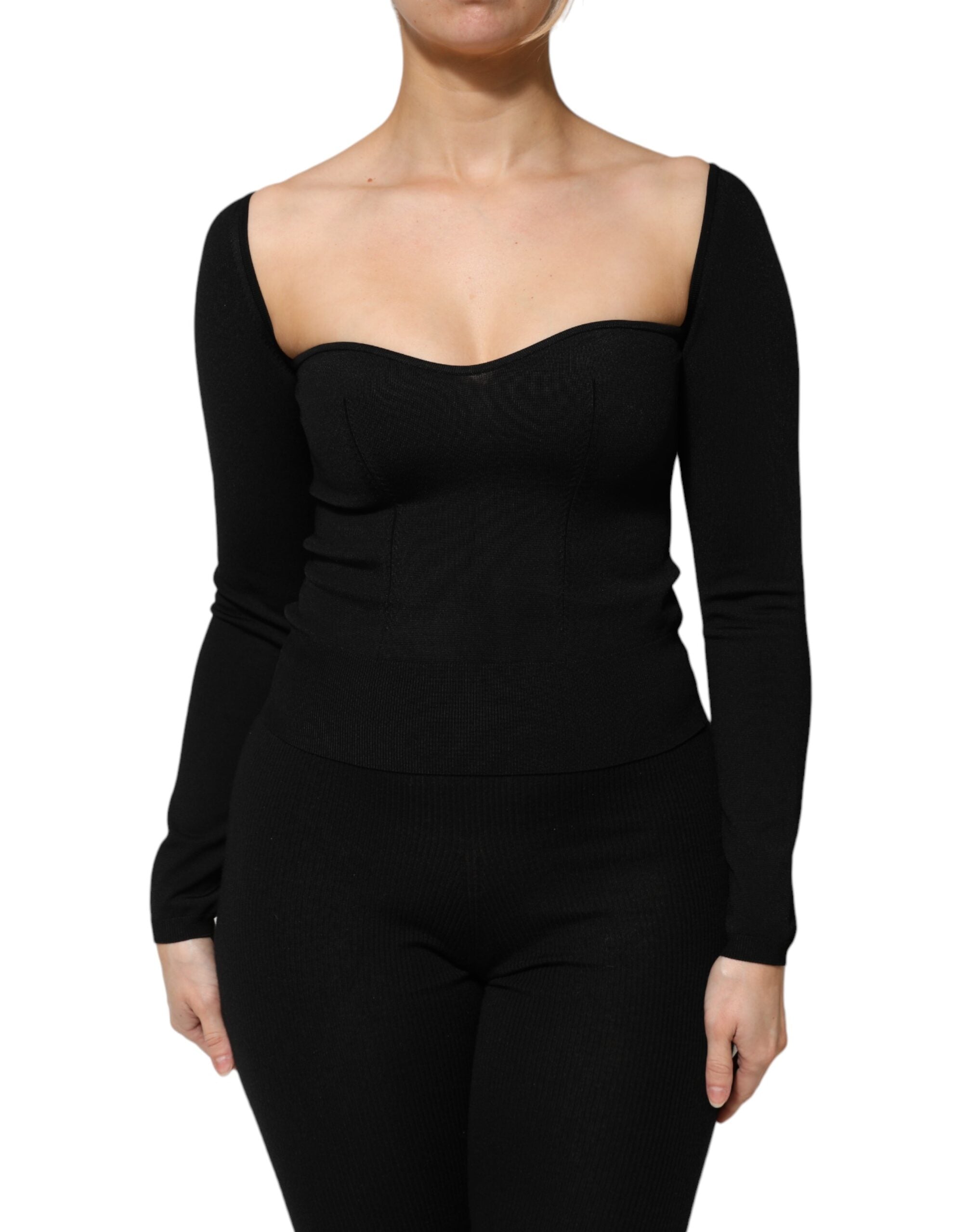 Dolce & Gabbana Schwarze Langarmbluse aus Viskose