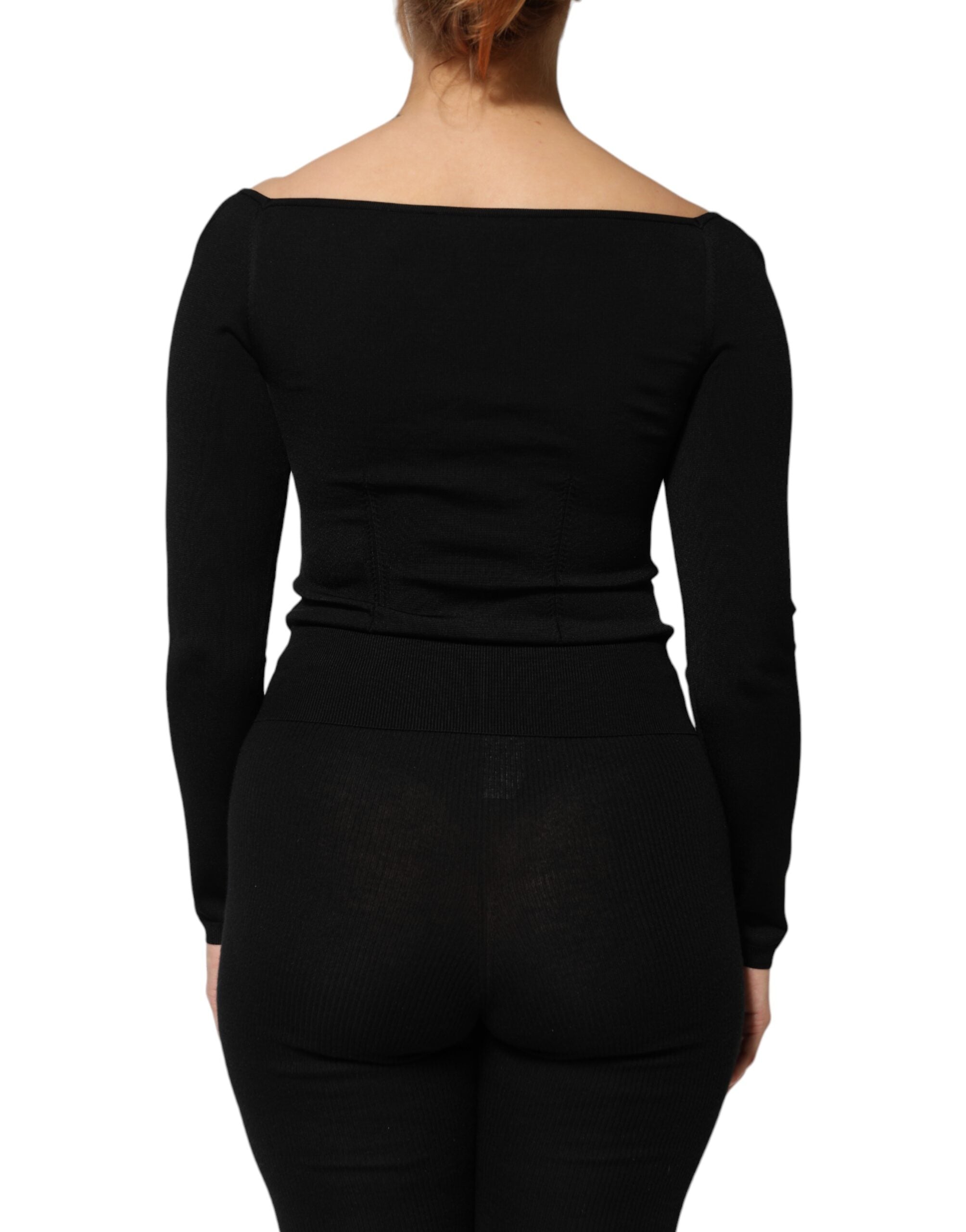 Dolce & Gabbana Schwarze Langarmbluse aus Viskose