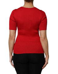 Dolce & Gabbana Red Round Neck Short Sleeves Pullover Top