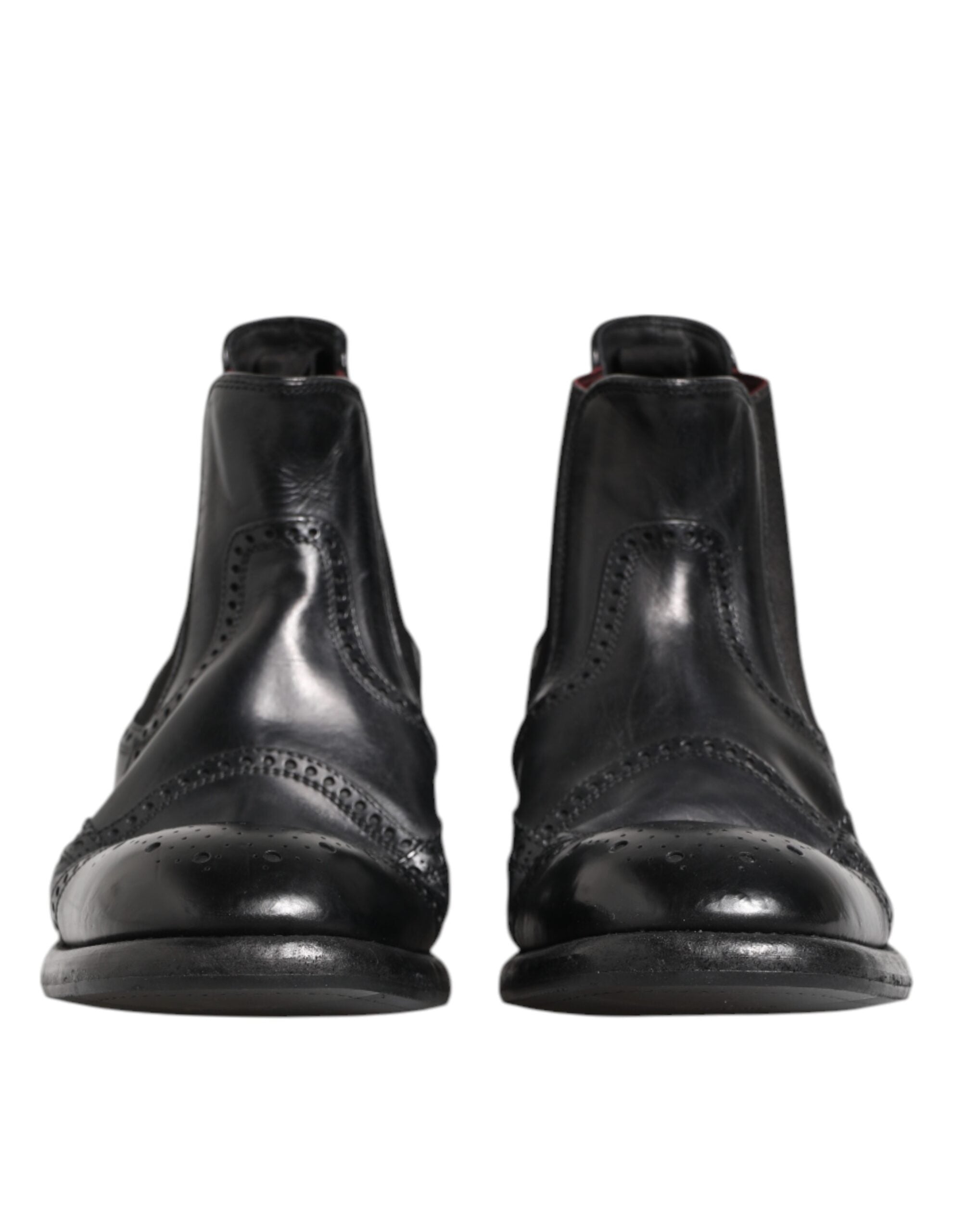 Dolce & Gabbana Schwarze Leder-Stiefeletten zum Hineinschlüpfen
