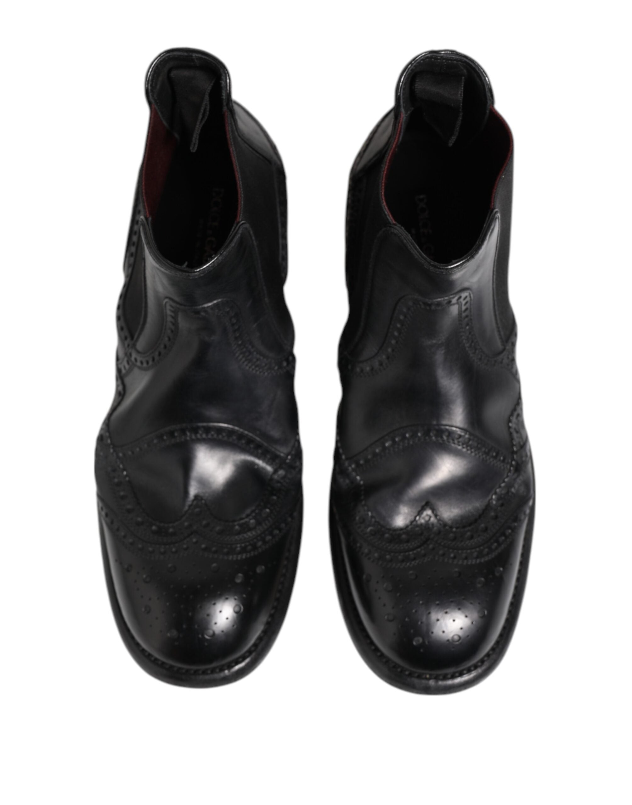 Dolce & Gabbana Schwarze Leder-Stiefeletten zum Hineinschlüpfen
