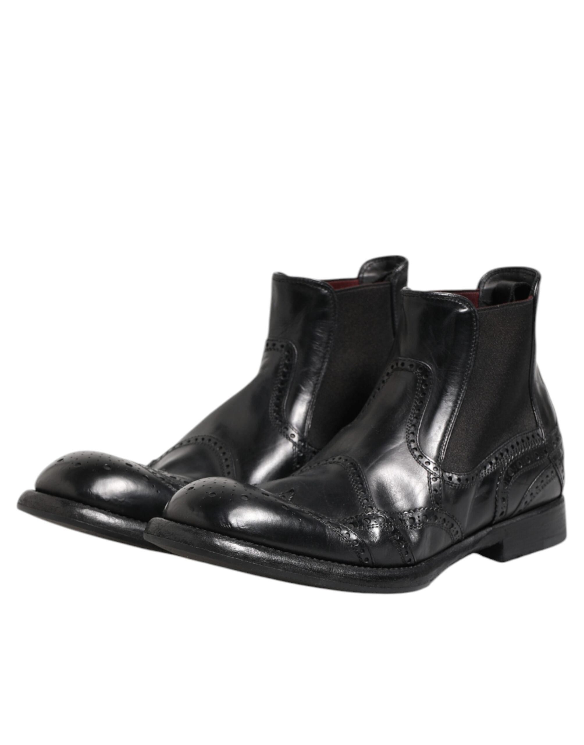 Dolce & Gabbana Schwarze Leder-Stiefeletten zum Hineinschlüpfen