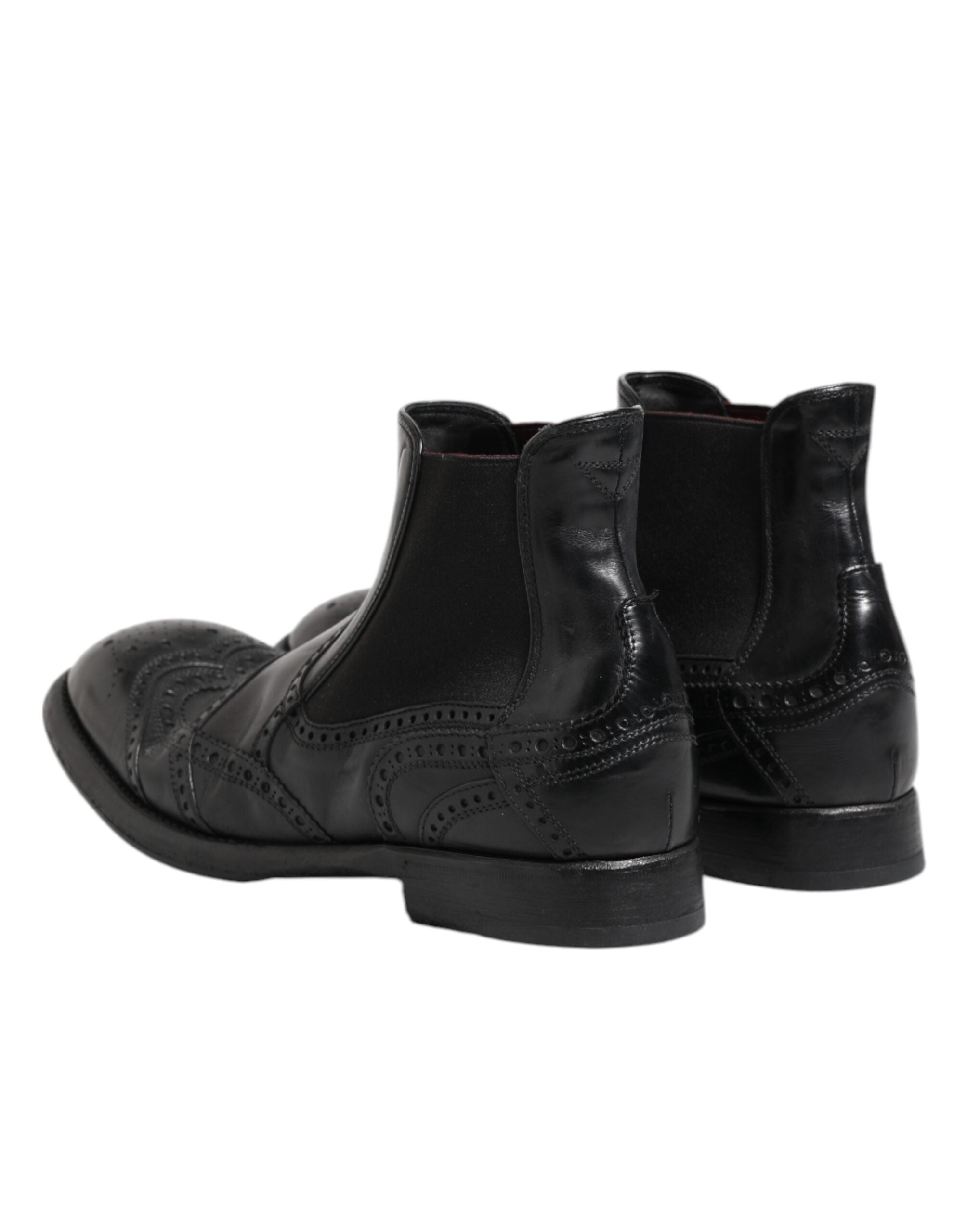Dolce & Gabbana Schwarze Leder-Stiefeletten zum Hineinschlüpfen