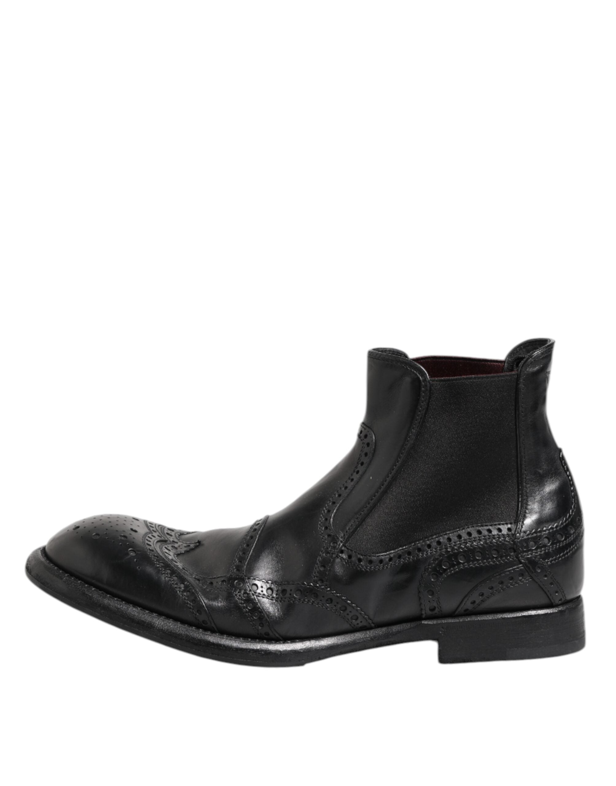 Dolce & Gabbana Schwarze Leder-Stiefeletten zum Hineinschlüpfen