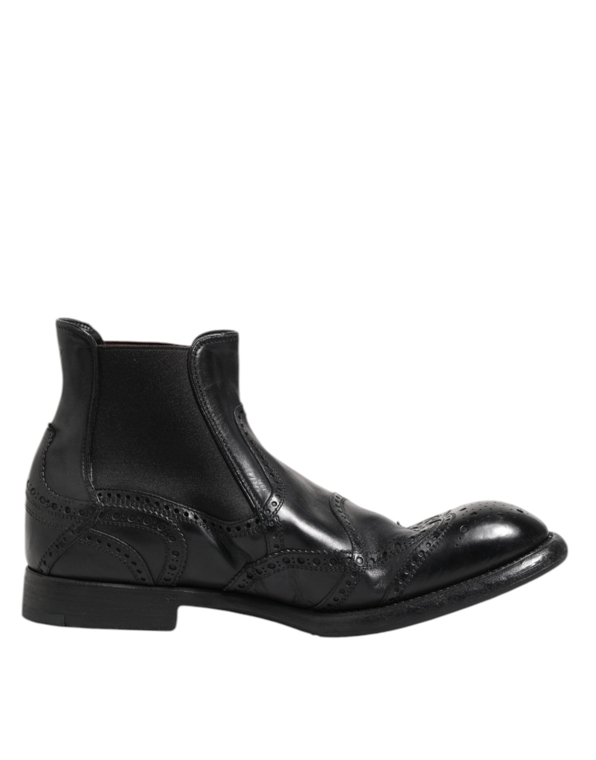 Dolce & Gabbana Schwarze Leder-Stiefeletten zum Hineinschlüpfen
