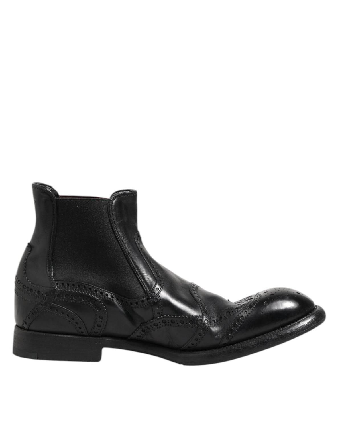 Dolce & Gabbana Schwarze Leder-Stiefeletten zum Hineinschlüpfen