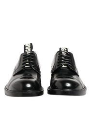 Dolce & Gabbana Schwarze Lederkleid Schnürschuhe Herren Formell
