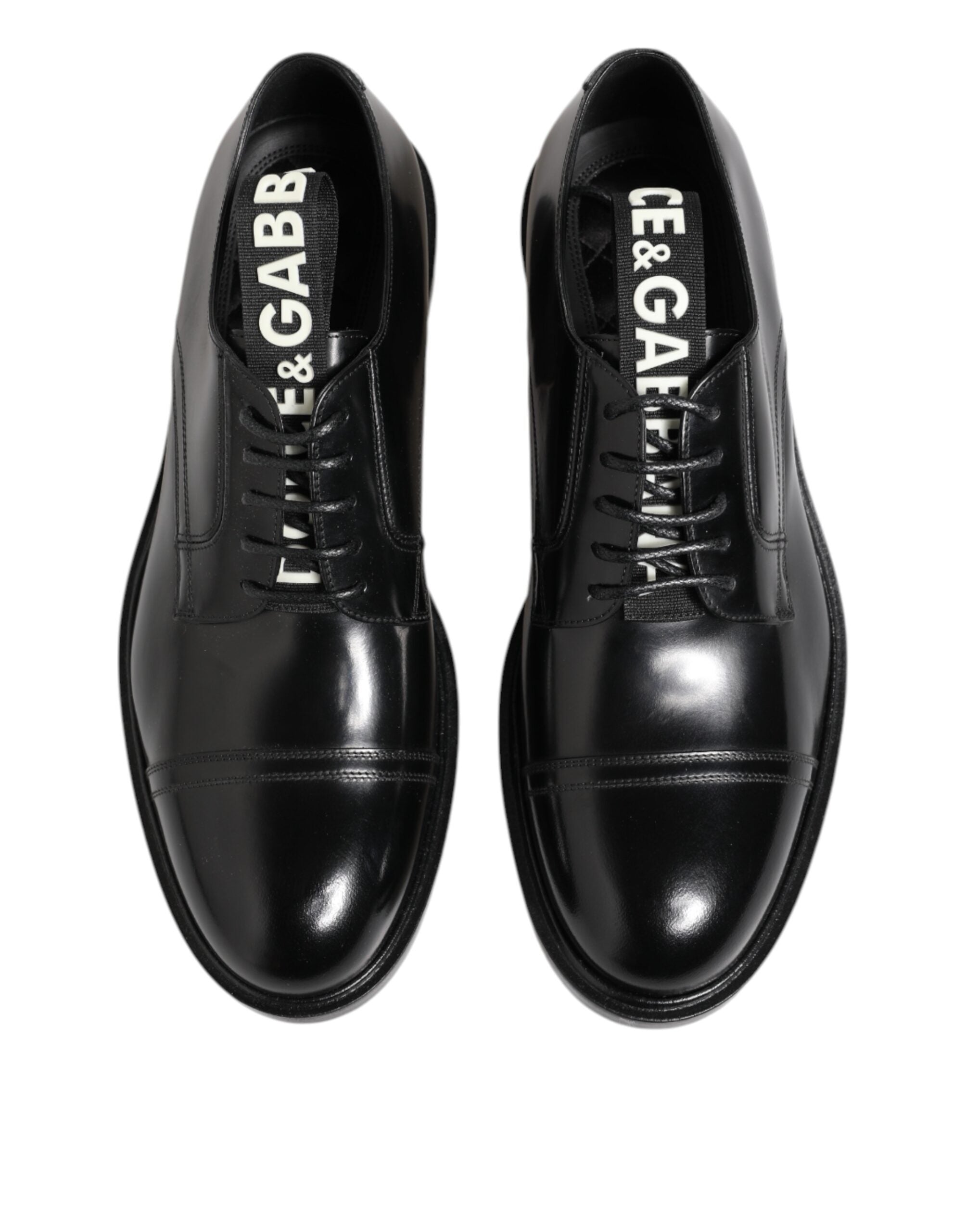 Dolce & Gabbana Schwarze Lederkleid Schnürschuhe Herren Formell