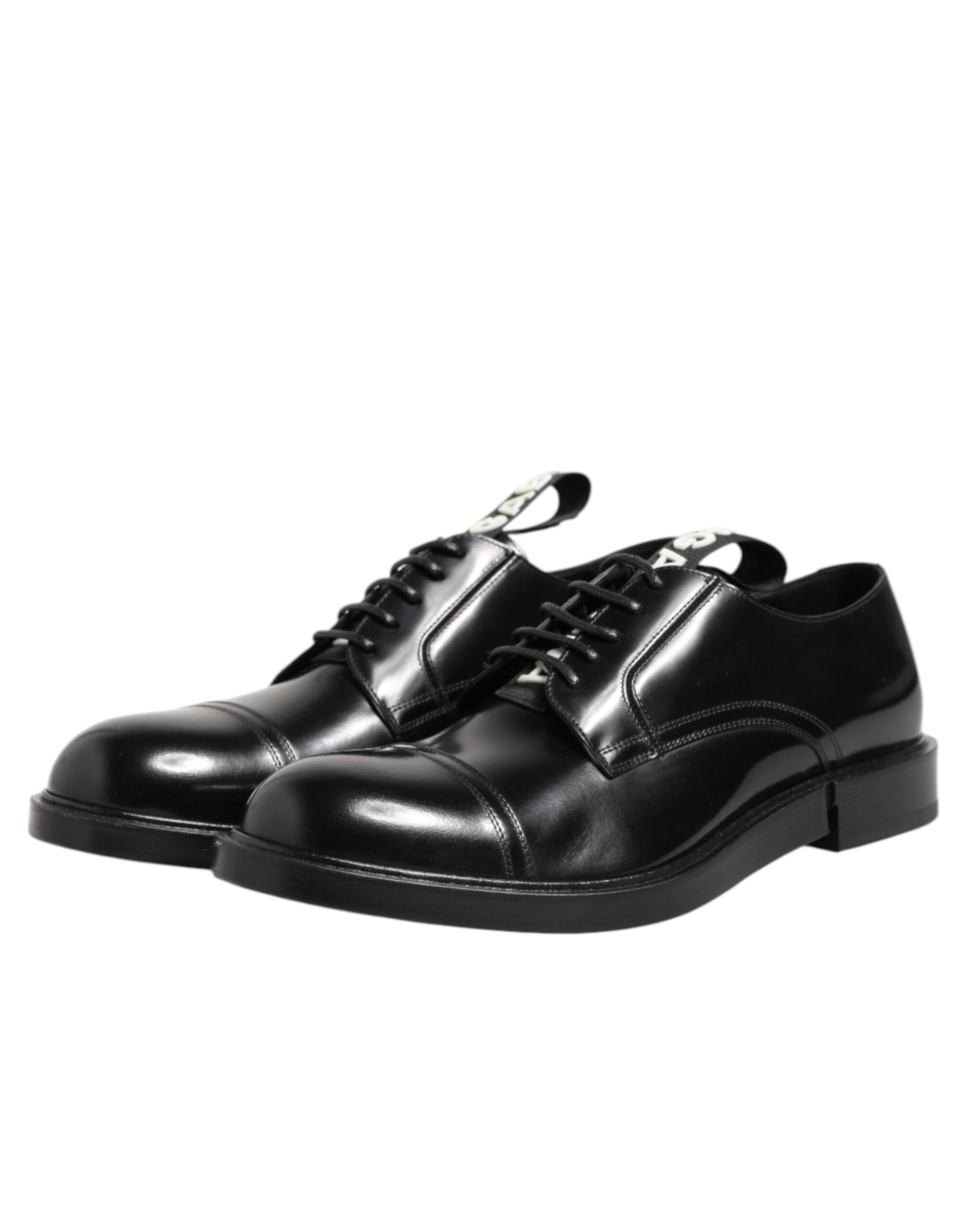 Dolce & Gabbana Schwarze Lederkleid Schnürschuhe Herren Formell