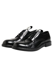 Dolce & Gabbana Schwarze Lederkleid Schnürschuhe Herren Formell