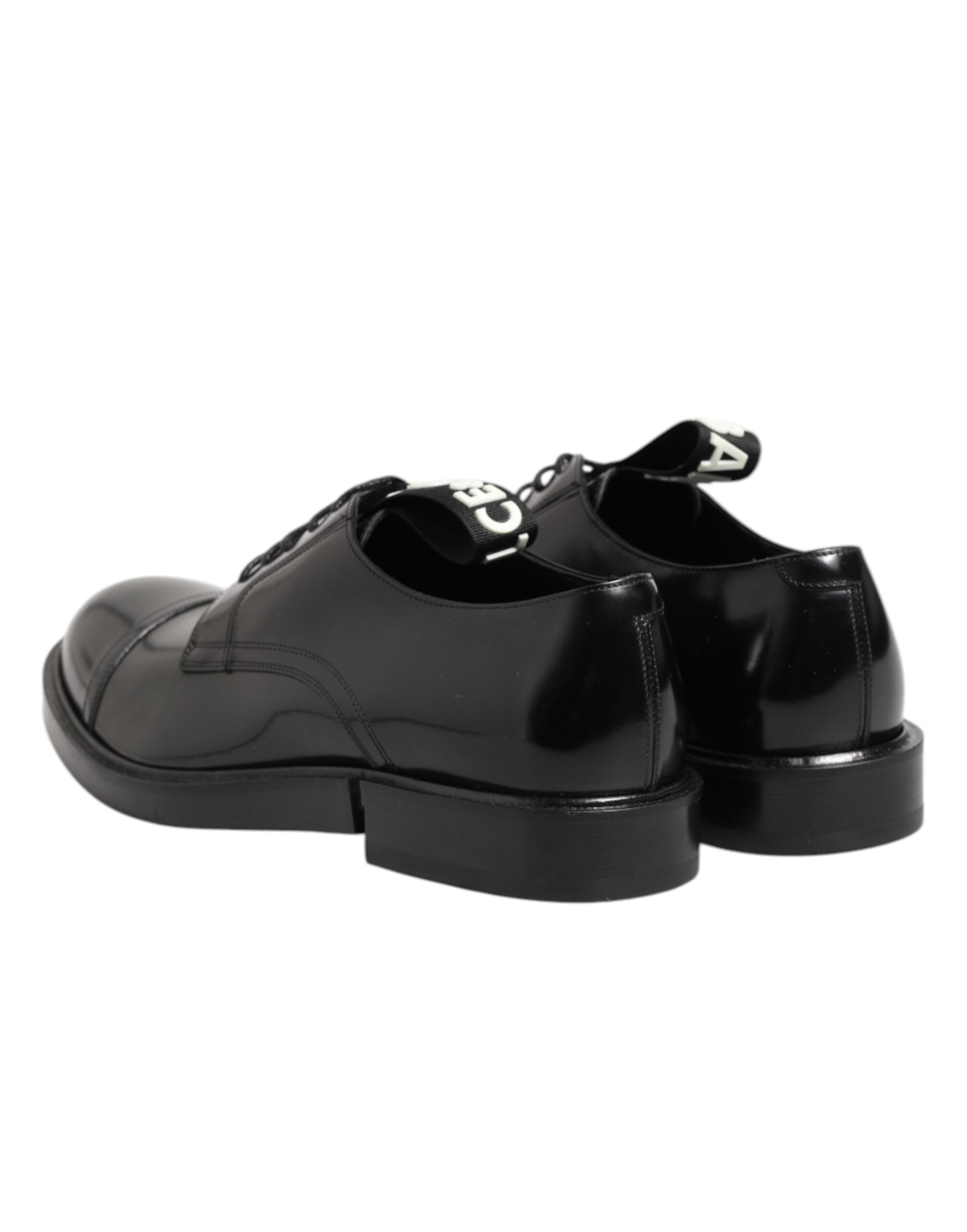 Dolce & Gabbana Schwarze Lederkleid Schnürschuhe Herren Formell