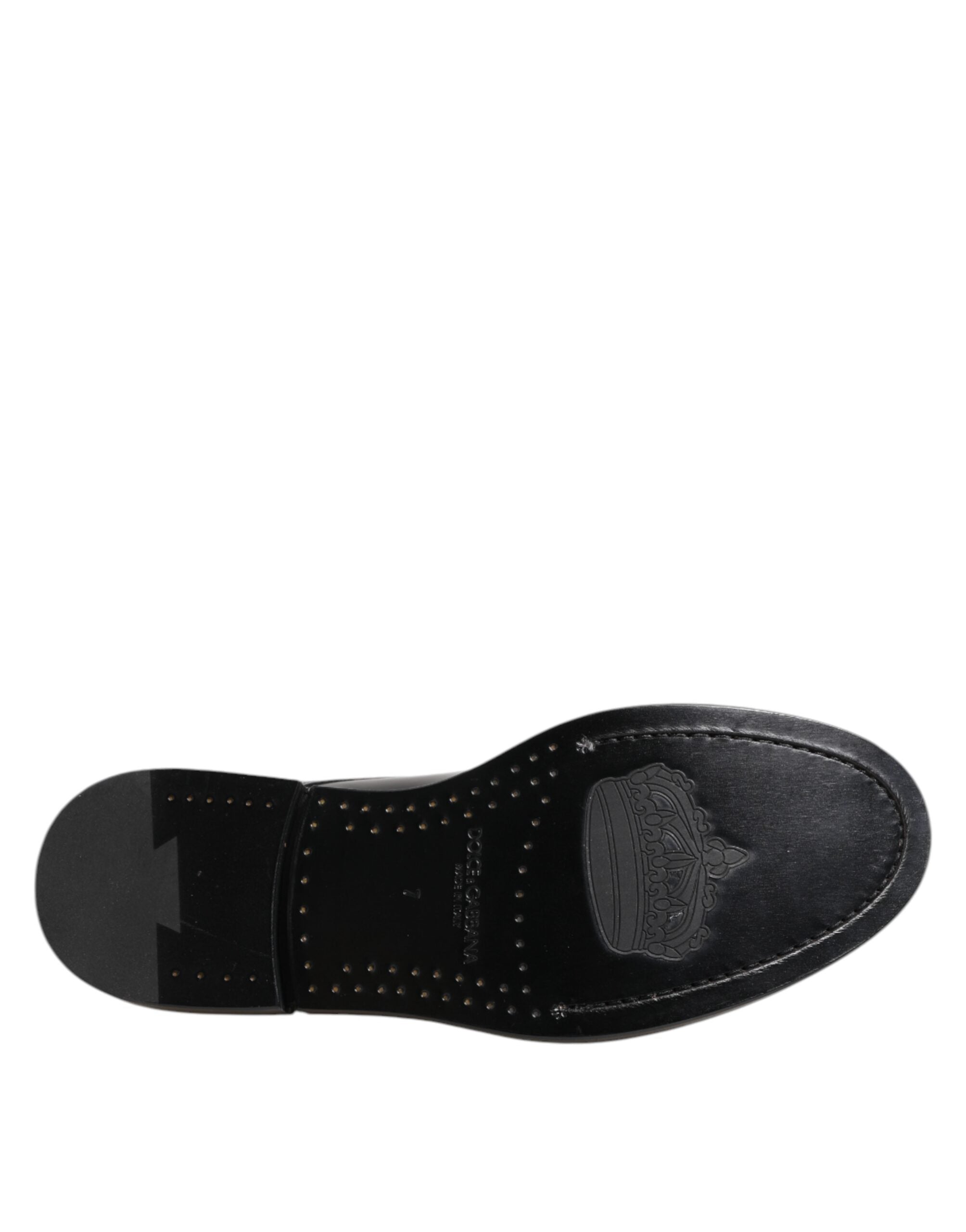 Dolce & Gabbana Schwarze Lederkleid Schnürschuhe Herren Formell