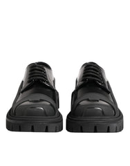 Dolce & Gabbana Trekking-Derby-Schuhe aus schwarzem Lackleder