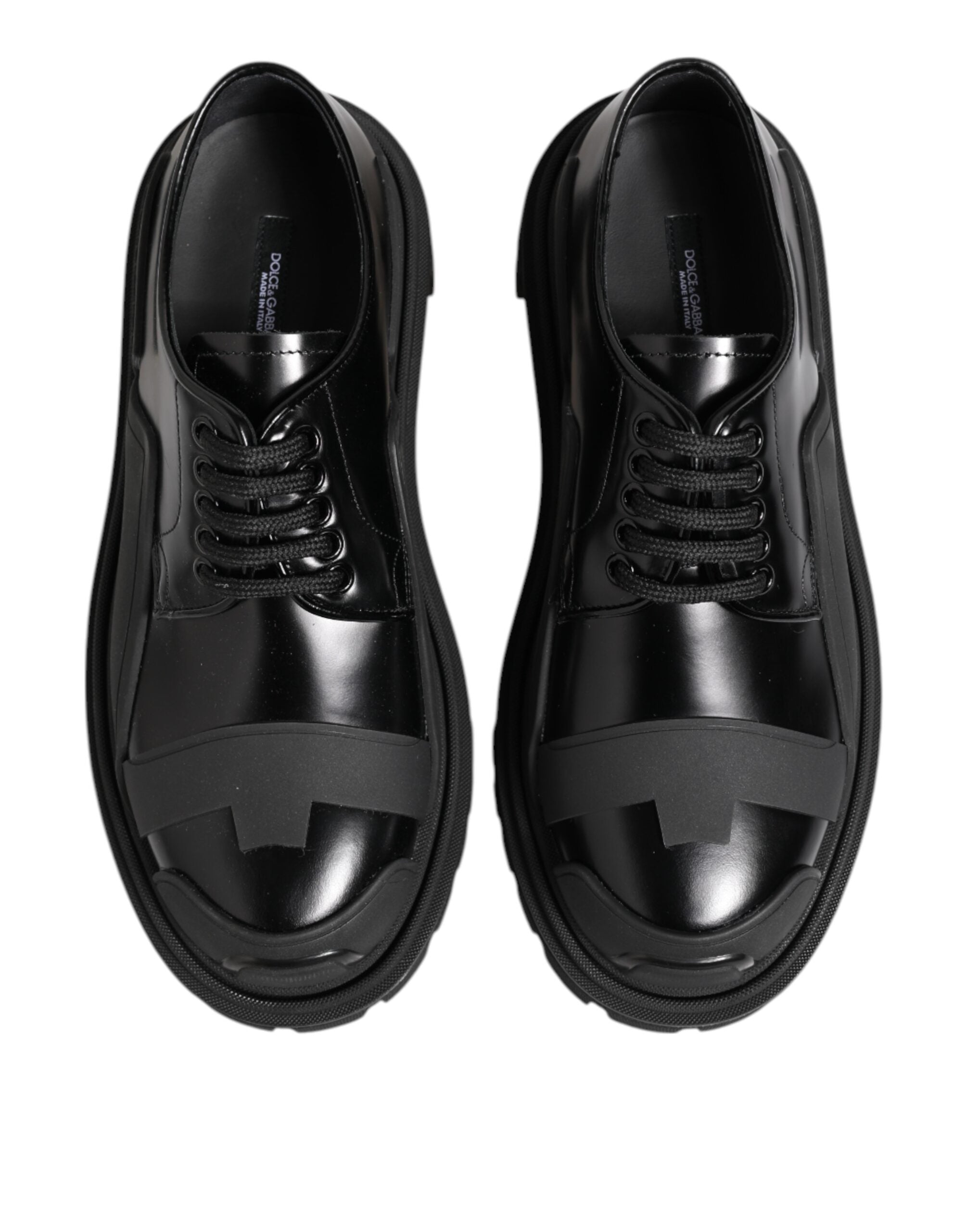 Dolce & Gabbana Trekking-Derby-Schuhe aus schwarzem Lackleder