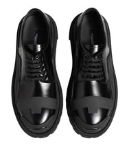 Dolce & Gabbana Trekking-Derby-Schuhe aus schwarzem Lackleder