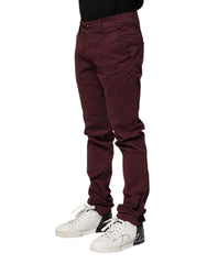 CYCLE Bordeauxrote Baumwoll-Stretch Skinny Fit Jeans für Herren