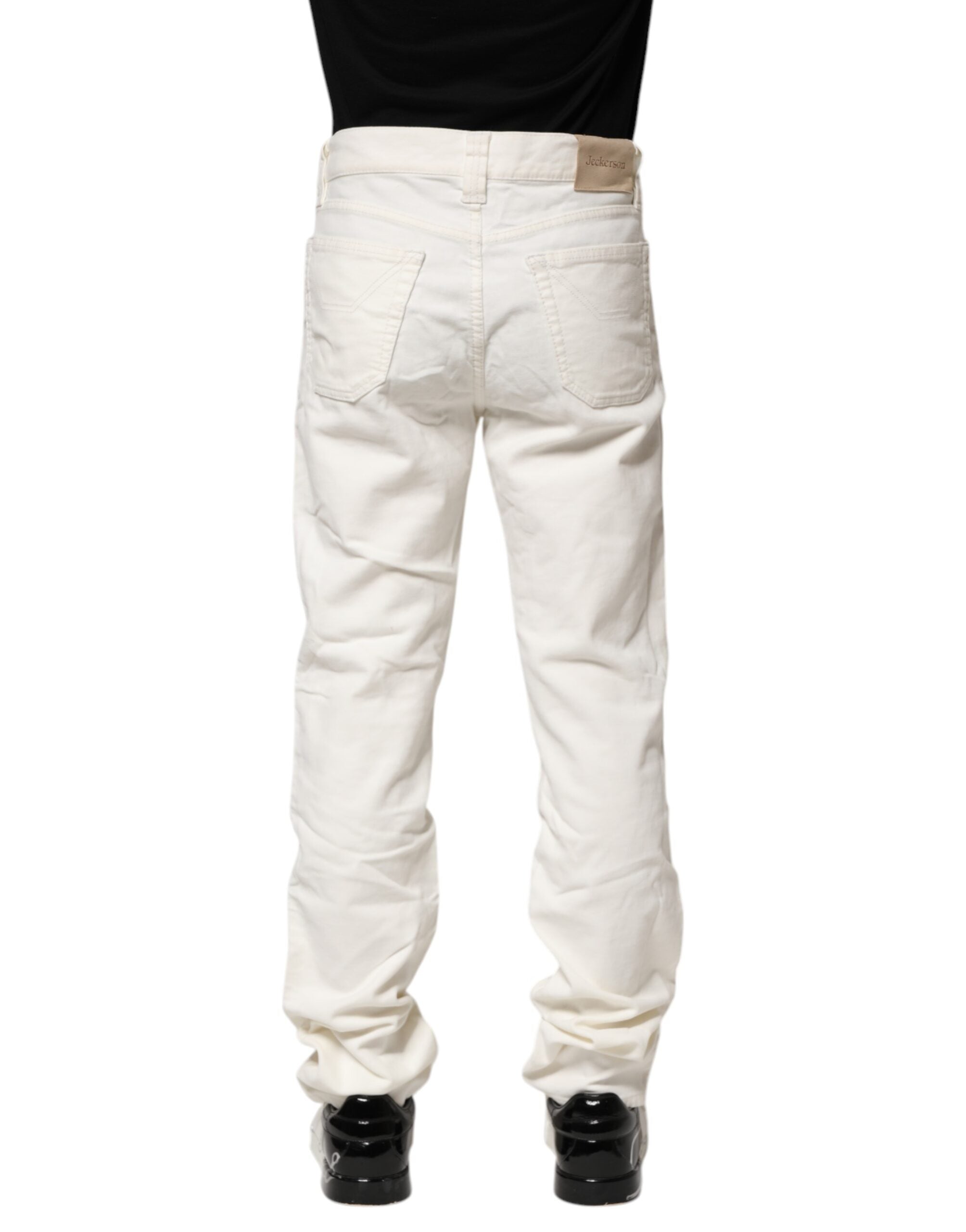 Jeckerson Weiße Baumwoll-Stretch Straight Fit Herren Jeans