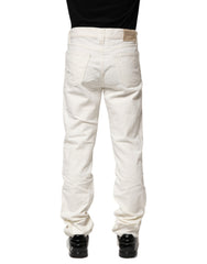 Jeckerson Weiße Baumwoll-Stretch Straight Fit Herren Jeans