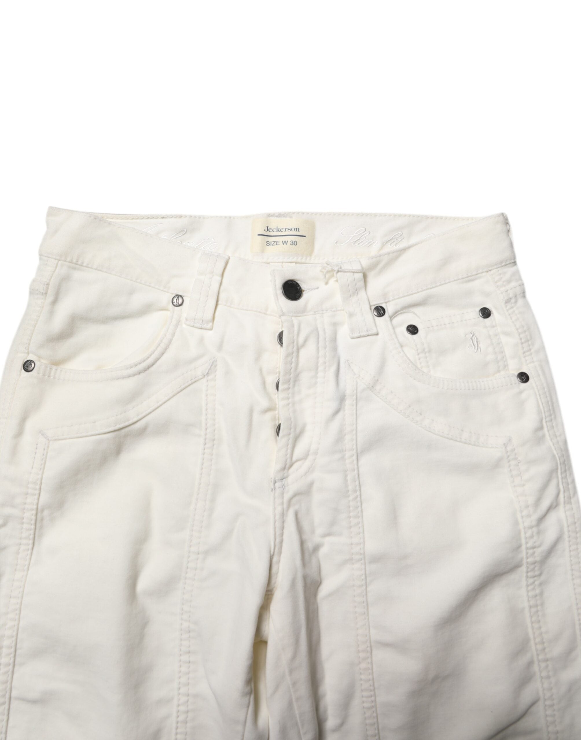 Jeckerson Weiße Baumwoll-Stretch Straight Fit Herren Jeans