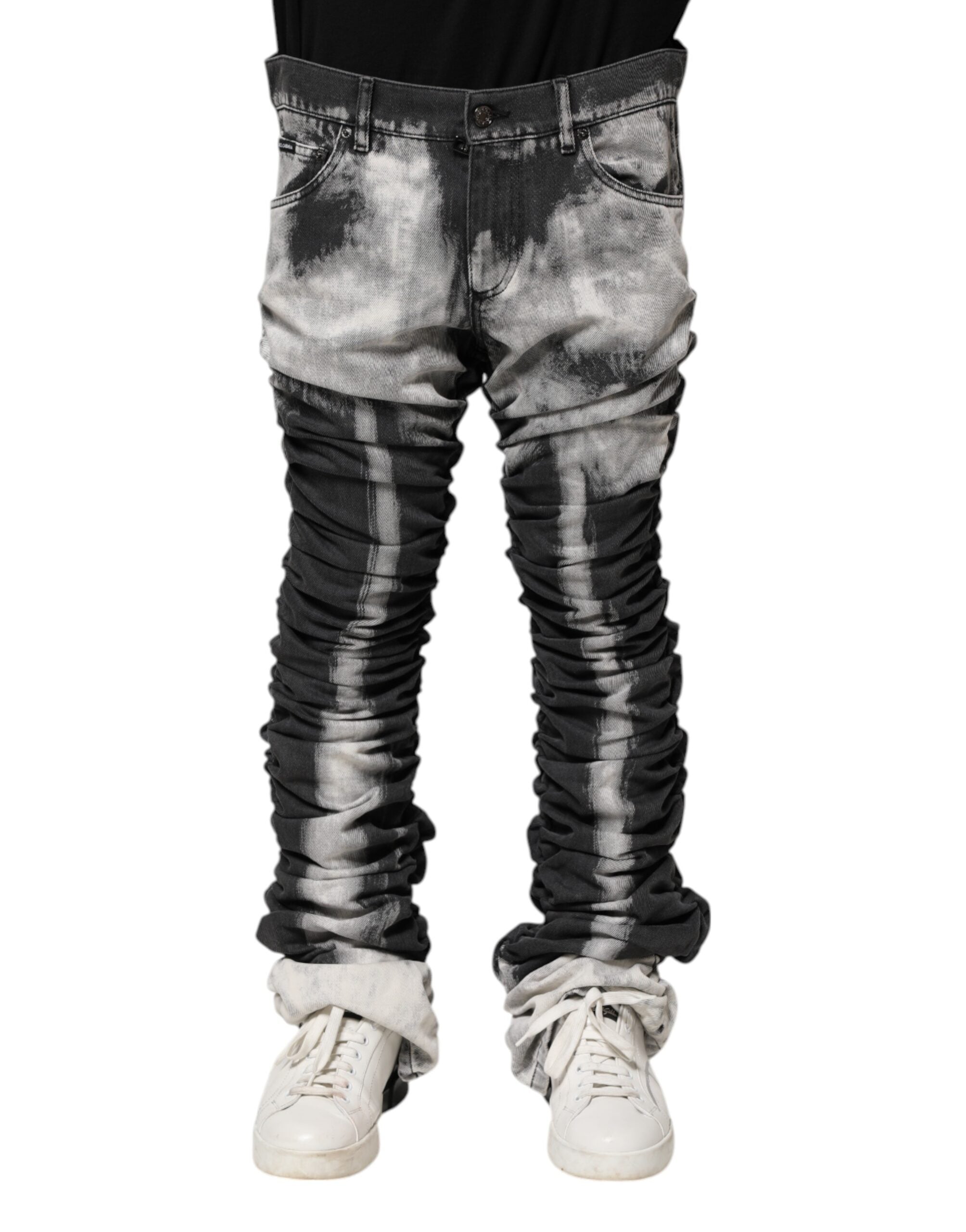 Dolce & Gabbana Schwarze Tie-Dye Straight Denim Jeans