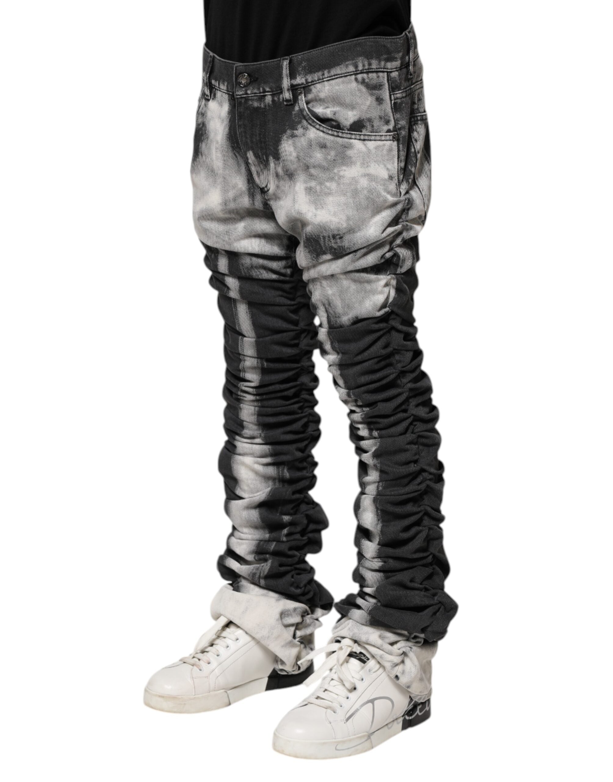 Dolce & Gabbana Schwarze Tie-Dye Straight Denim Jeans