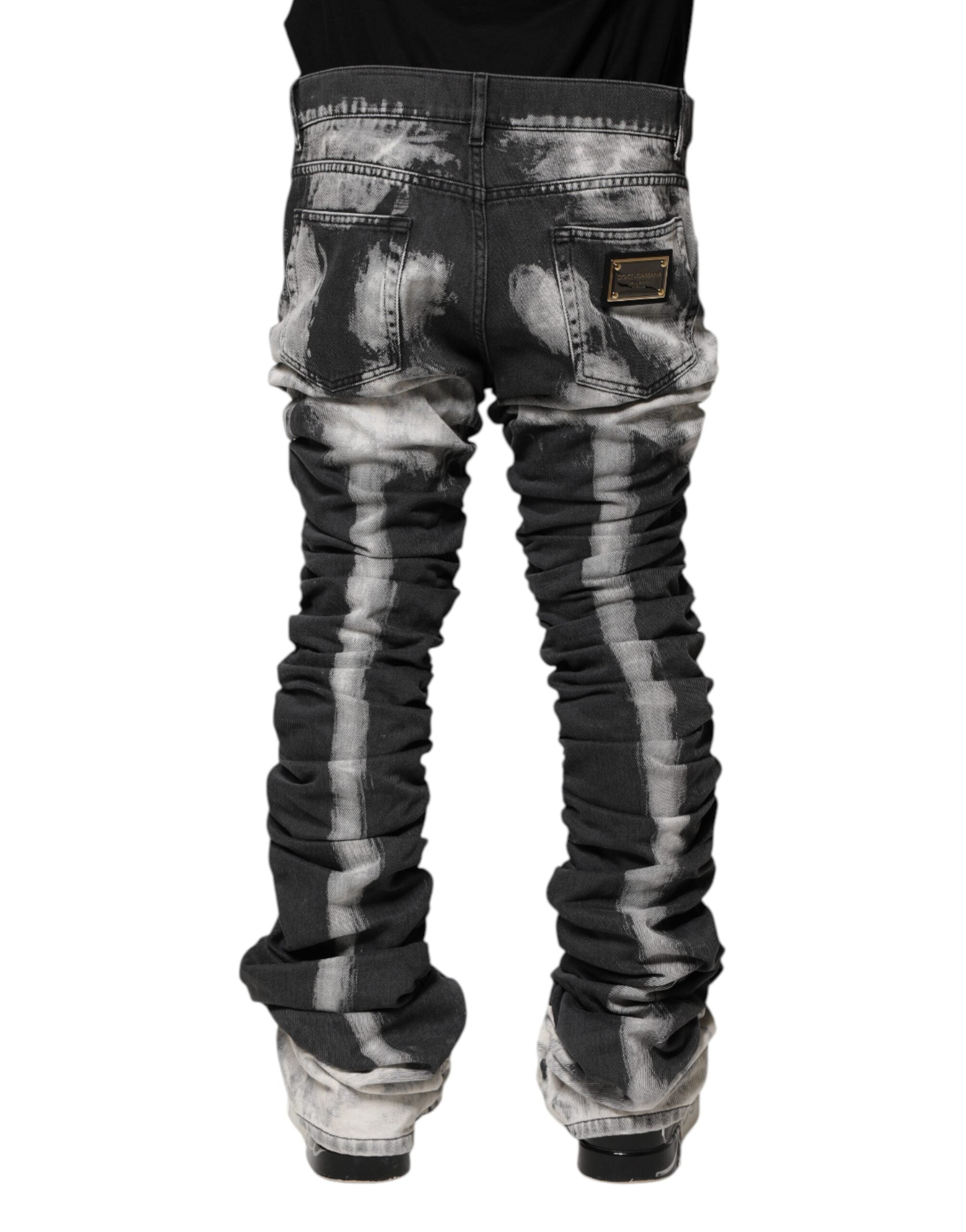 Dolce & Gabbana Schwarze Tie-Dye Straight Denim Jeans