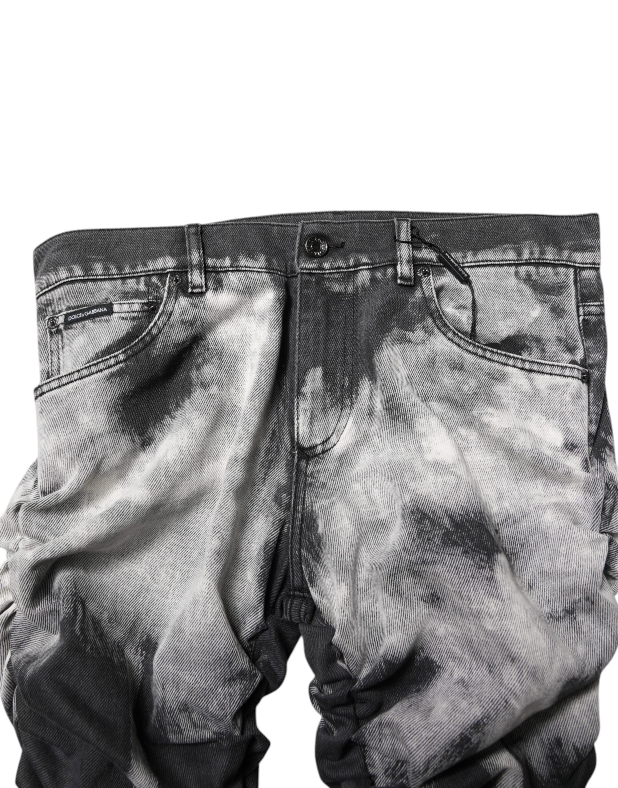 Dolce & Gabbana Schwarze Tie-Dye Straight Denim Jeans