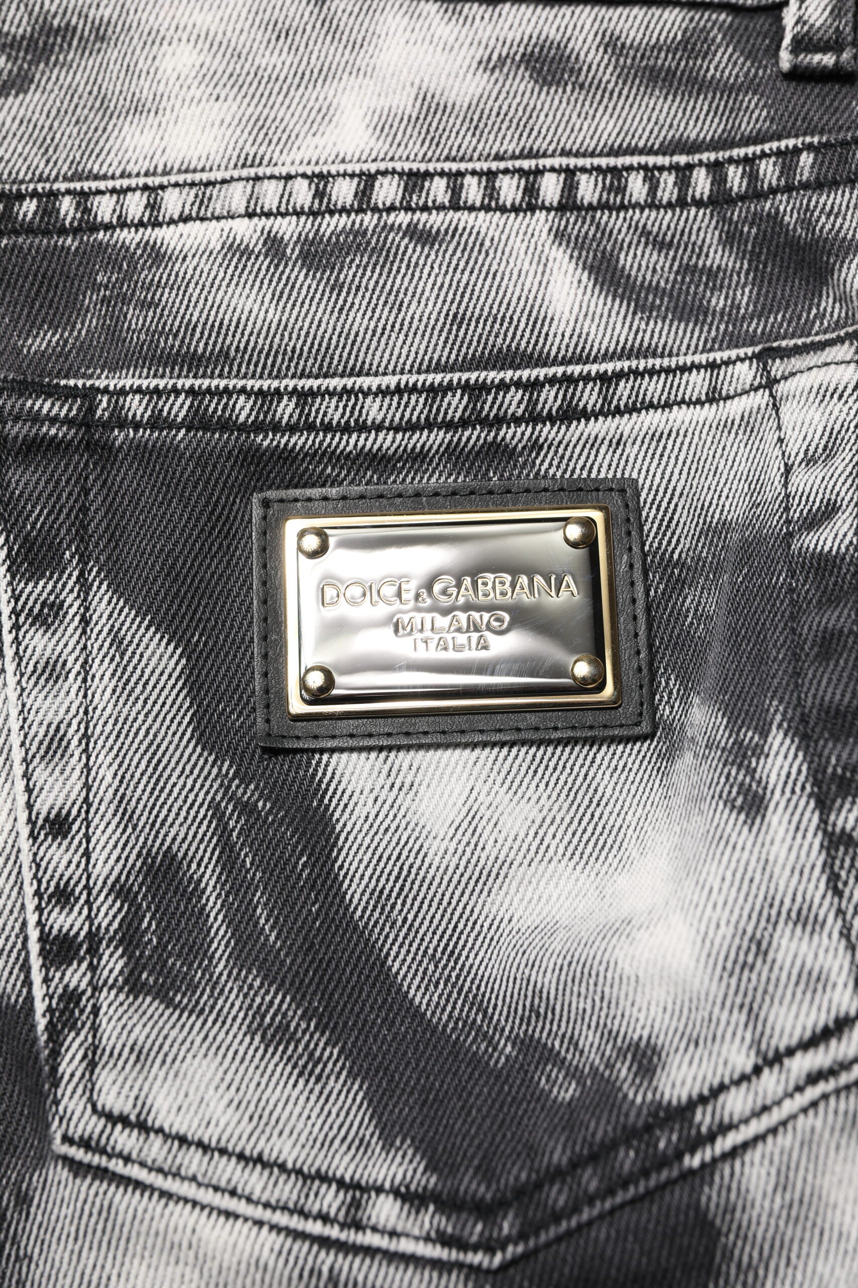 Dolce & Gabbana Schwarze Tie-Dye Straight Denim Jeans