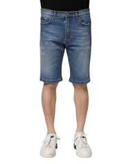 Dolce & Gabbana Blaue Herren-Bermuda-Jeansshorts aus Baumwoll-Stretch