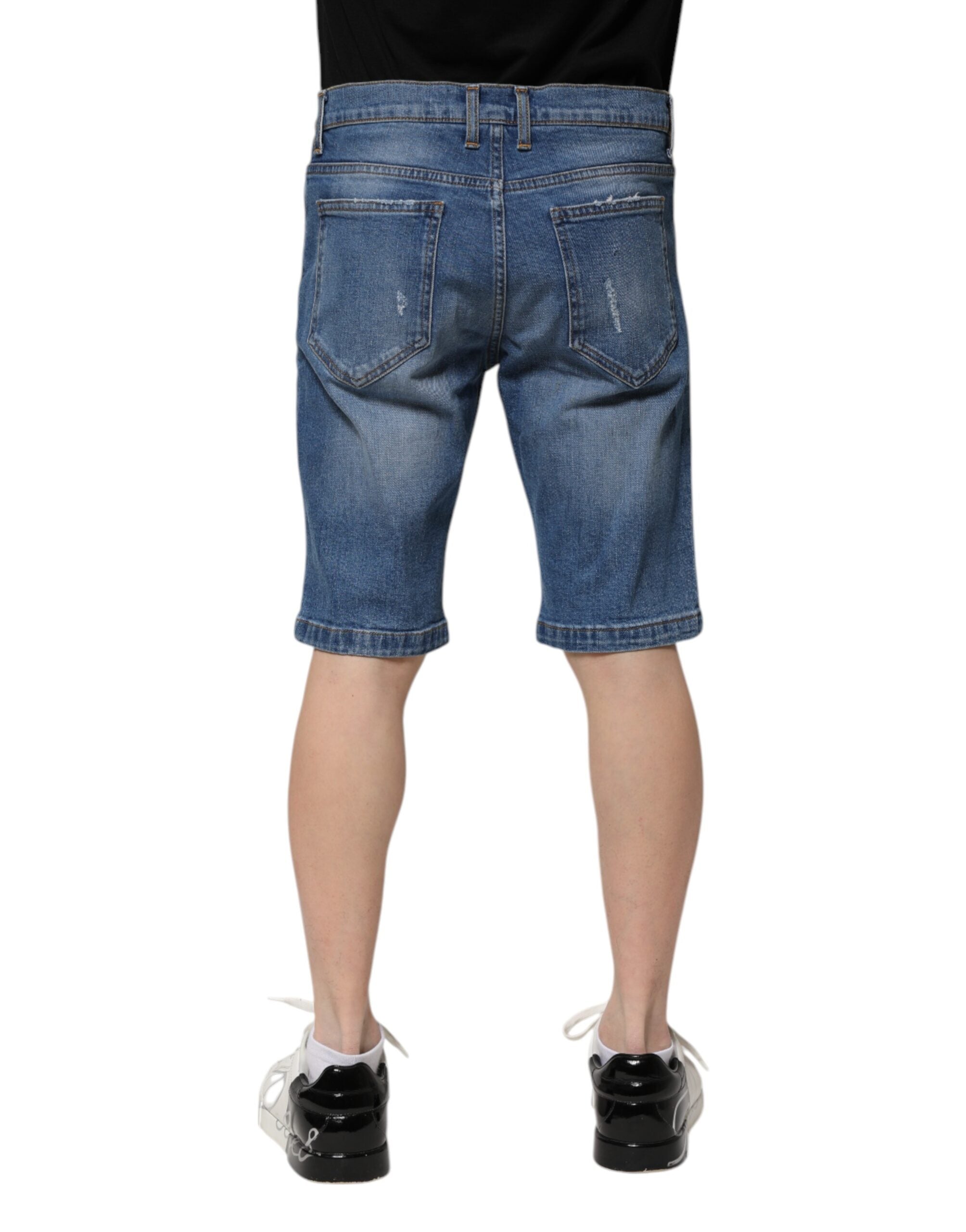 Dolce & Gabbana Blaue Herren-Bermuda-Jeansshorts aus Baumwoll-Stretch