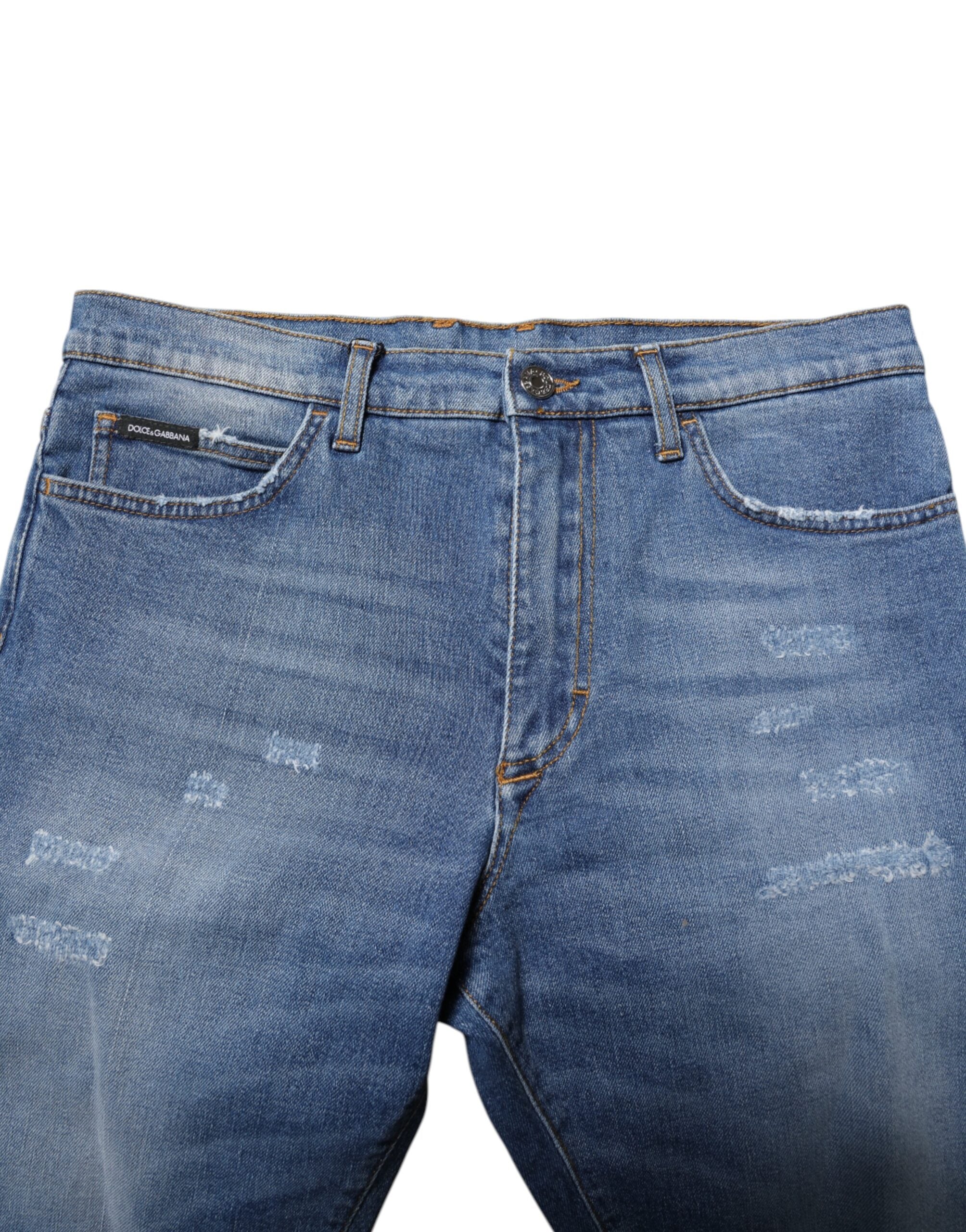 Dolce & Gabbana Blaue Herren-Bermuda-Jeansshorts aus Baumwoll-Stretch