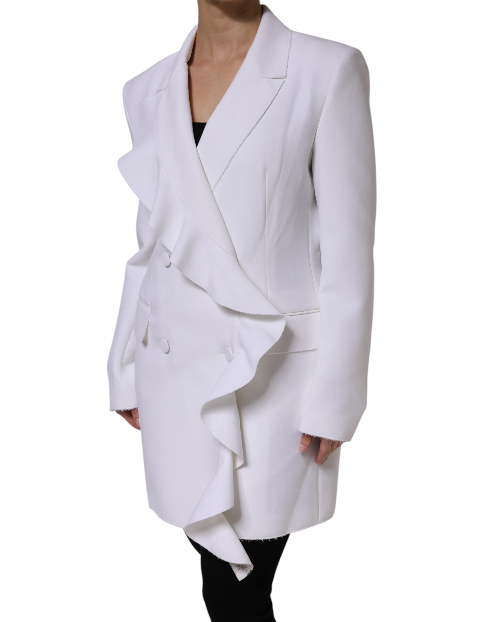 MSGM Wit Polyester Jas Met Lange Mouwen En Ruches