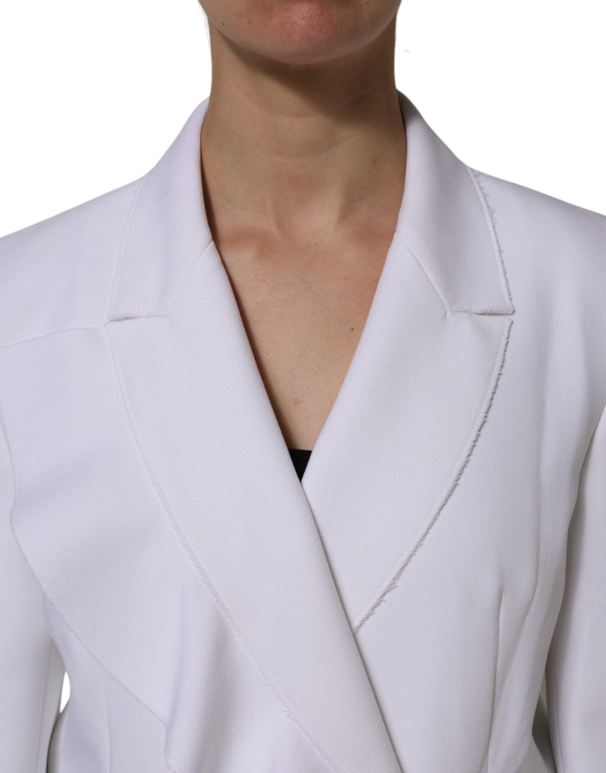 MSGM Wit Polyester Jas Met Lange Mouwen En Ruches