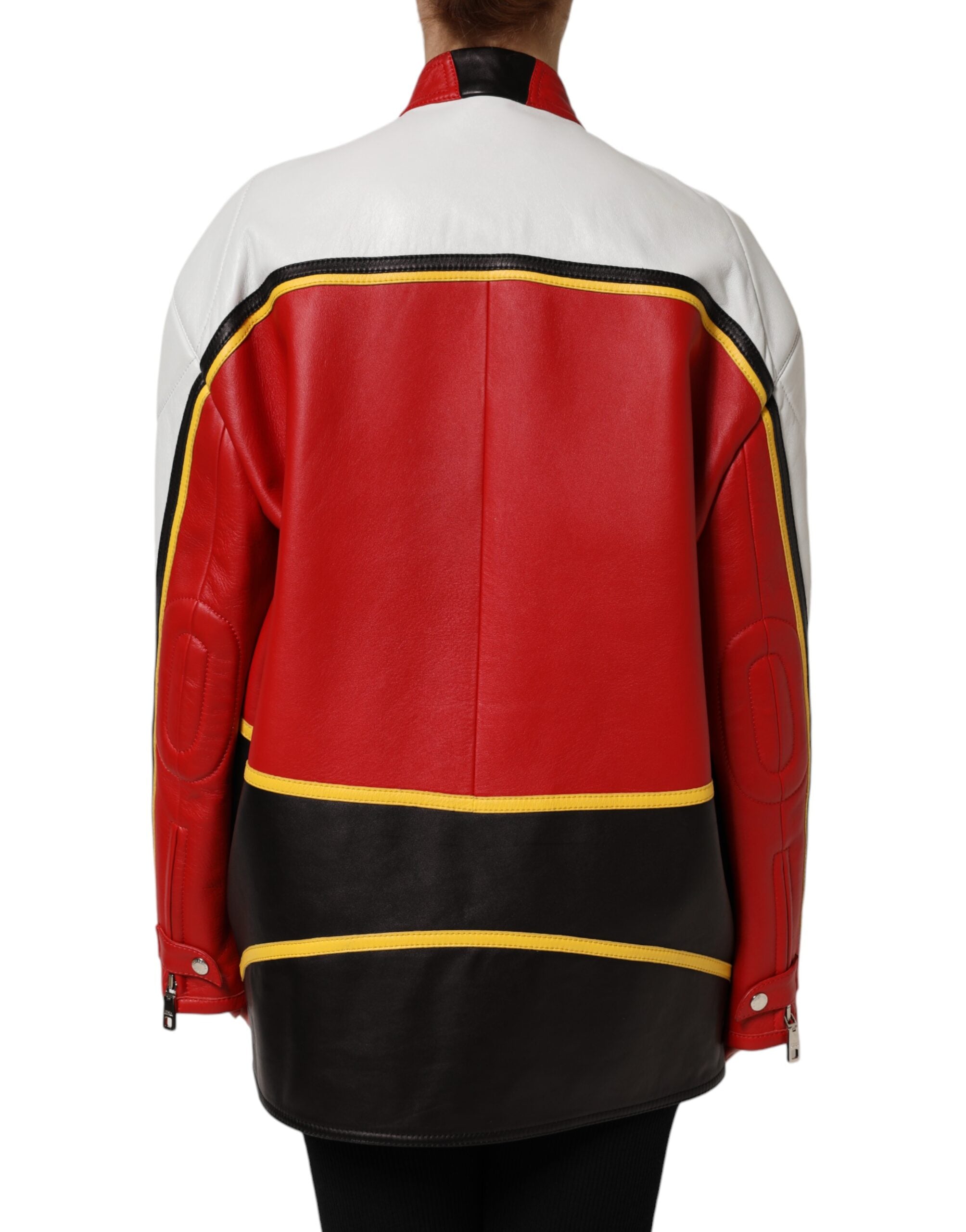 Dolce & Gabbana Bikerjacke aus mehrfarbigem Leder mit durchgehendem Reißverschluss