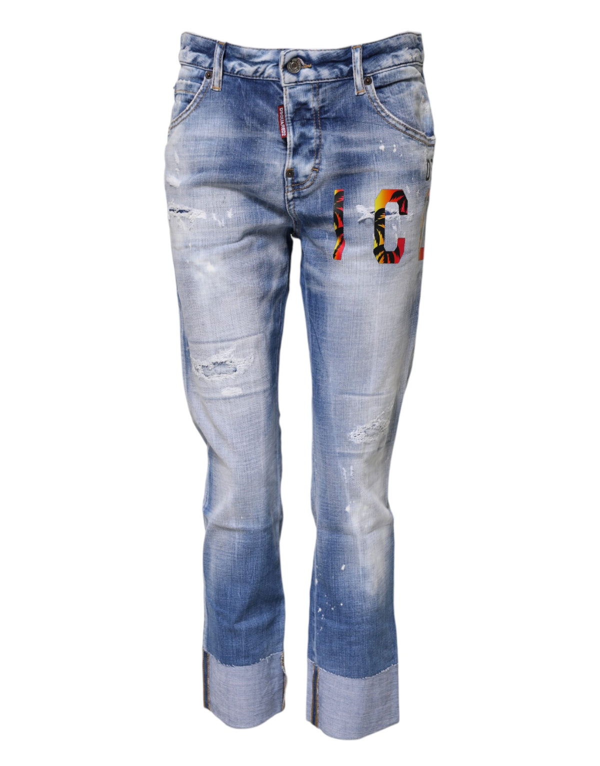 Dsquared² Blaue Washed Cotton Mid Waist Skinny Jeans