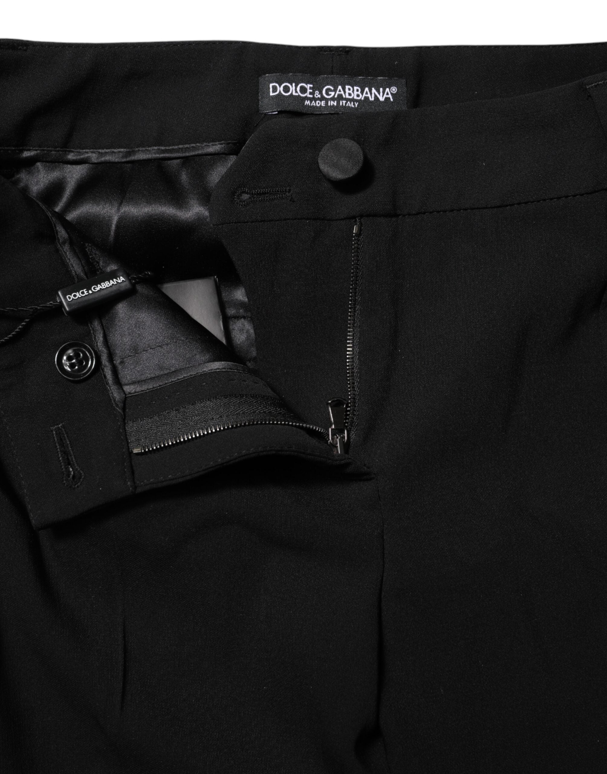 Dolce & Gabbana Schwarze Hose aus Wolle mit mittlerer Bundhöhe und schmal zulaufendem Bein