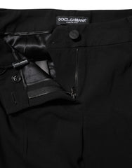 Dolce & Gabbana Schwarze Hose aus Wolle mit mittlerer Bundhöhe und schmal zulaufendem Bein