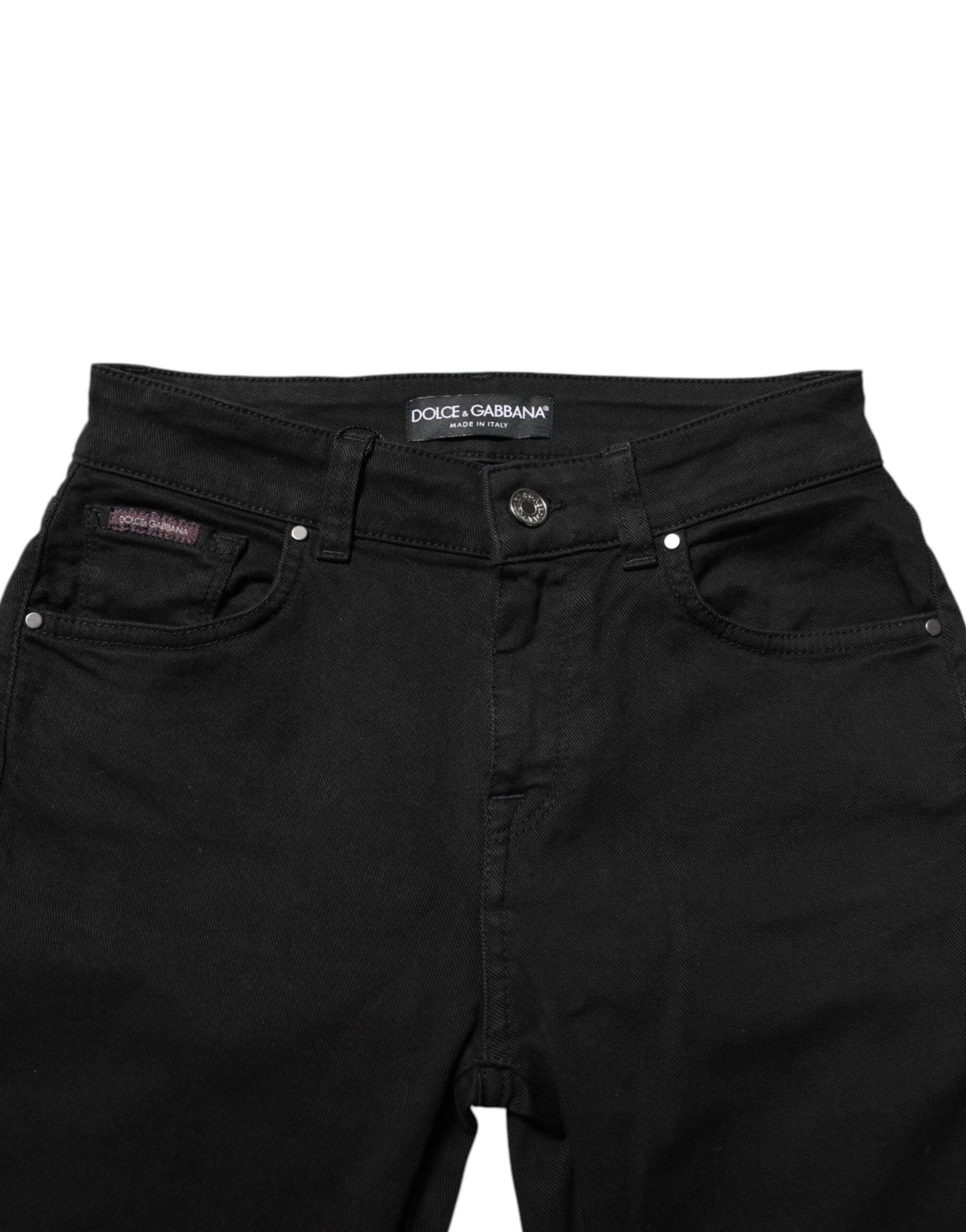 Dolce & Gabbana Schwarze Skinny Jeans aus Baumwolle mit mittlerer Bundhöhe