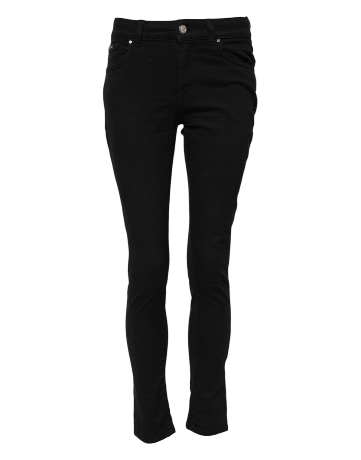 Dolce & Gabbana Schwarze Baumwoll-Skinny-Jeans mit mittlerer Bundhöhe