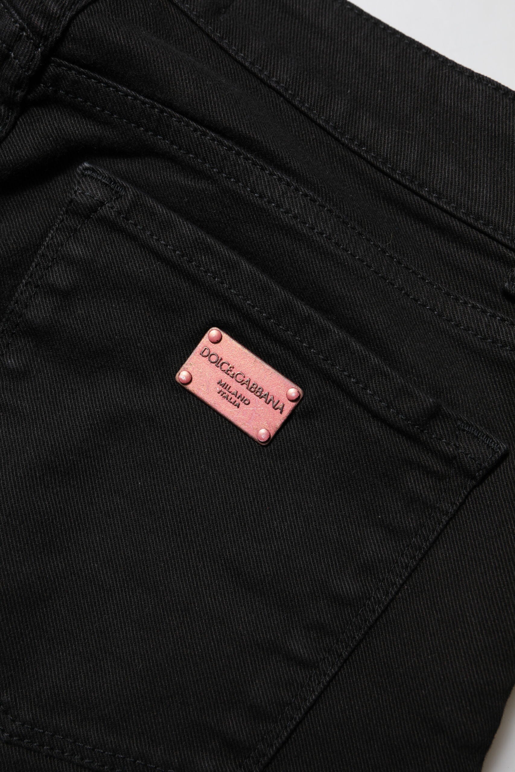 Dolce & Gabbana Schwarze Baumwoll-Skinny-Jeans mit mittlerer Bundhöhe