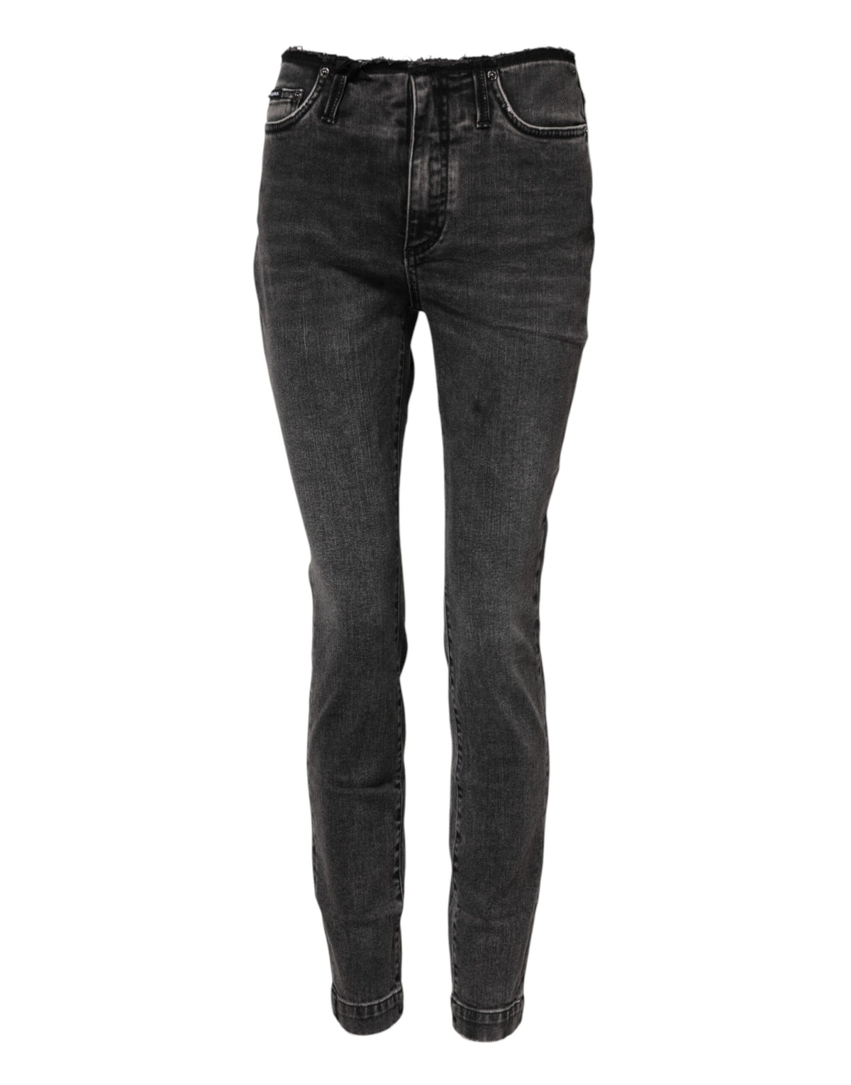 Dolce & Gabbana Graue Skinny Jeans aus Baumwolle mit mittlerer Bundhöhe