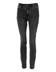 Dolce & Gabbana Graue Skinny Jeans aus Baumwolle mit mittlerer Bundhöhe