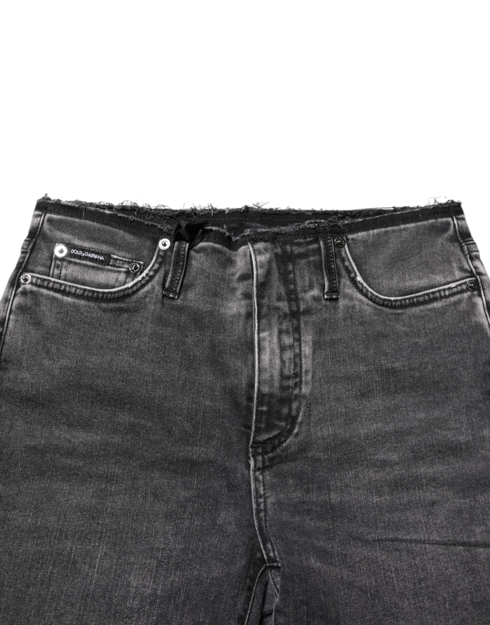 Dolce & Gabbana Graue Skinny Jeans aus Baumwolle mit mittlerer Bundhöhe