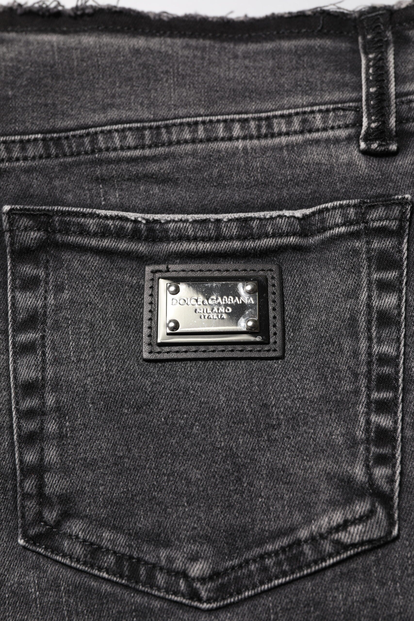Dolce & Gabbana Graue Skinny Jeans aus Baumwolle mit mittlerer Bundhöhe