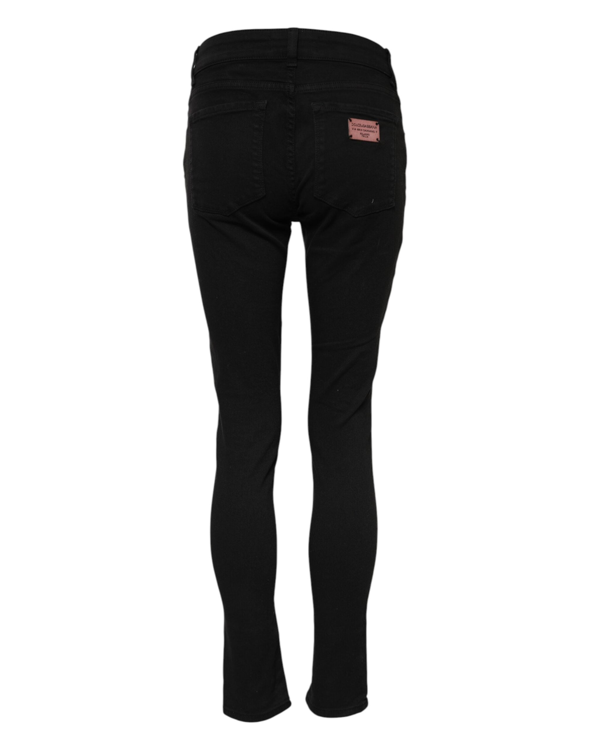 Dolce & Gabbana Schwarze Skinny Mid Waist Jeans aus Baumwolle